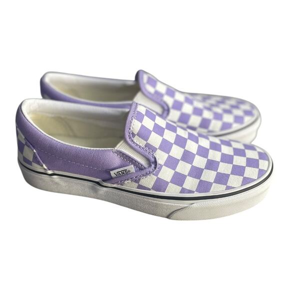 Vans Classic Slip On Purple Checkerboard Sneakers Men’s-5.5 Women’s-7 - Picture 1 of 9